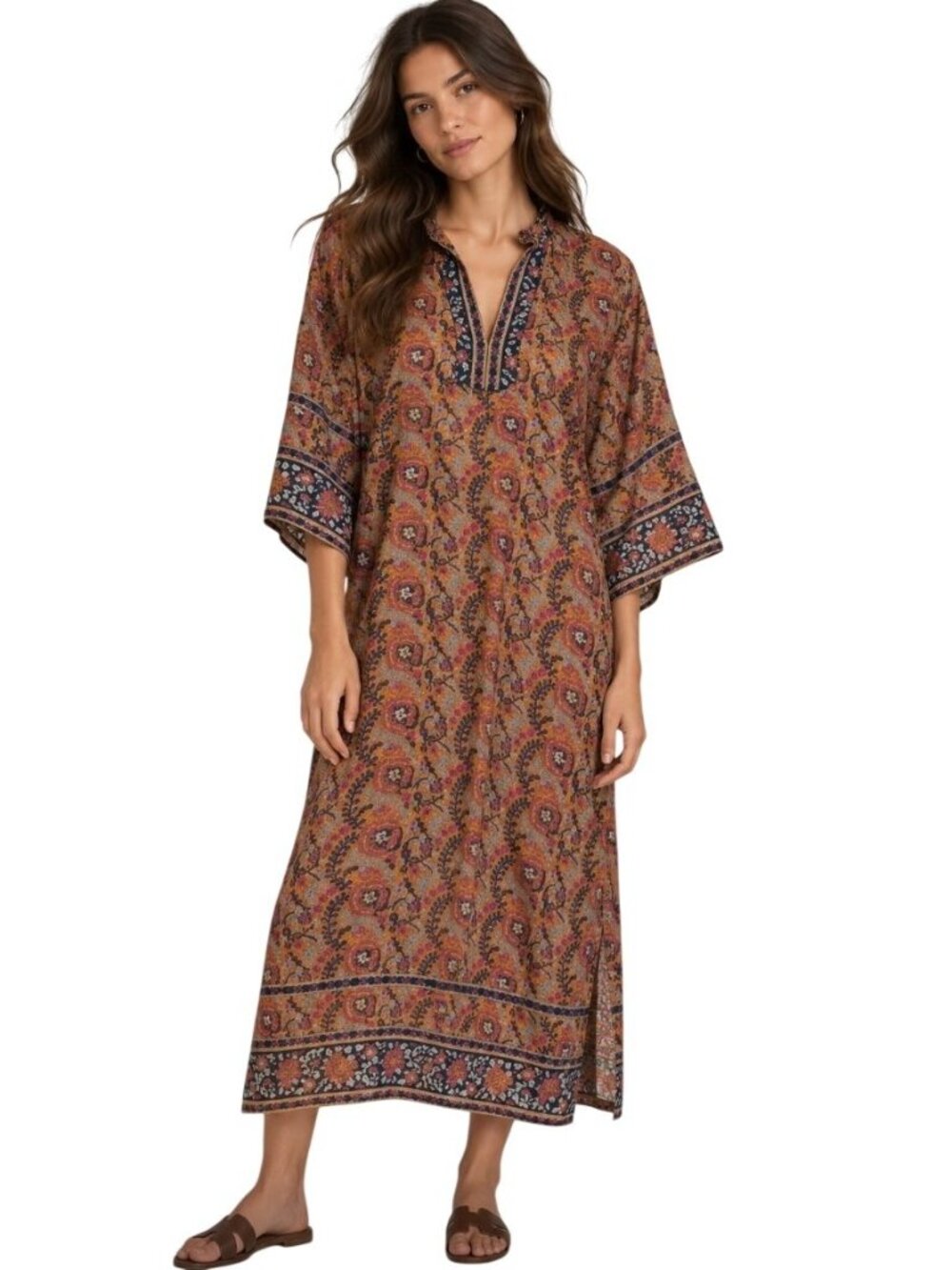 SEA NY Rosita Border Print Beach Coverup - XS/S